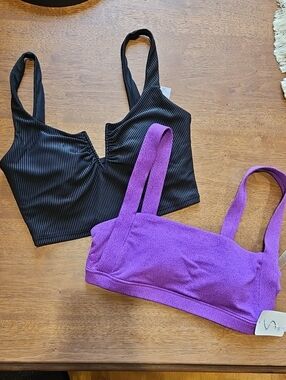 CALIA by Carrie Underwood 1-Black and 1-Purple Swim TOPS ONLY, No bottoms